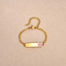 1pc Fashionable & Cute Glossy Stainless Steel 4.7"-6.7" Personalized Name Bracelet, Women Gift For Thanksgiving,Gold,Stylish,Colorful,Vintage,Simple,Unisex,Casual,Cuties,Custom,Personalized,Unique,Ideal Gifts For Him,Ideal Gifts For Her,Her,Boyfriend,Girlfriend,Dad,Mom,Family,Friends,For Anniversaries,For Birthdays,For Graduation,For Prom,For Party,Stainless Steel Jewelry - Multicolor - View 10
