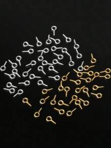 300pcs/Box 9x4mm Gold & Silver Screw Eye Pins Connector Component For Jewelry Making DIY Craft