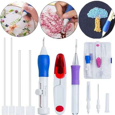 1 Uppsättningar Broderat Stansnål , 3 Storlekar Broderat Nålar , Filtning Nål , Virknål , Vävning Nål , Sömnad Stansa Pennor Uppsättningar , DIY-verktyg , Broderat Pennor