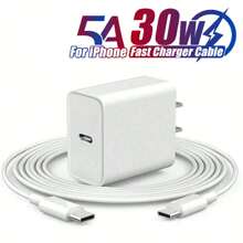30W 快充套装：USB-C 墙充 + 100cm USB-C 转 Type-C 数据线，兼容 17/16/15 Pro Max Plus、iPad 等设备。手机充电器，高输出功率。 - 美規A型插(110-127V) - 查看 11