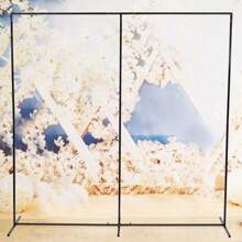 ZhdnBhnos LINSIE 婚礼/万圣节拱门现代矩形婚礼/万圣节背景支架气球拱门框架花环环中心装饰几何锻铁婚礼/万圣节背景（黑色）送给家人和朋友的最佳礼物圣诞快乐派对礼物房间装饰新娘 - 黑色 - 查看 5