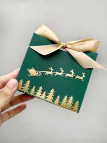 5 件迷你豪华圣诞礼品盒，金色驯鹿图案，季节性魅力圣诞礼品盒，带有驯鹿和森林图案，绿色和金色，非常适合包装节日礼物和零食，圣诞节，圣诞装饰，圣诞睡衣，圣诞礼物，圣诞装饰 - 11.5X4.5X10cm - 查看 5