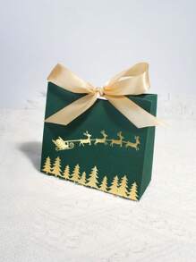 5 件迷你豪华圣诞礼品盒，金色驯鹿图案，季节性魅力圣诞礼品盒，带有驯鹿和森林图案，绿色和金色，非常适合包装节日礼物和零食，圣诞节，圣诞装饰，圣诞睡衣，圣诞礼物，圣诞装饰 - 11.5X4.5X10cm - 查看 4