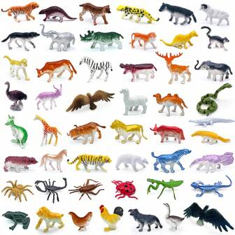 12 Sets Of 96pcs Mini Wild Animal Models, Approx. 1-3 Inches, Creative Holiday Gift (Accessories & Color Random)