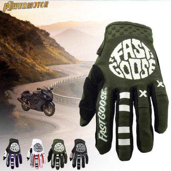 PowerMotor Motorcycle Riding Breathable Gloves Men And Women Anti-Slip Moto Motorcycle Full Finger Touch Screen Gloves ATV MX MTB Off-Road Racing Sports Riding Gloves
