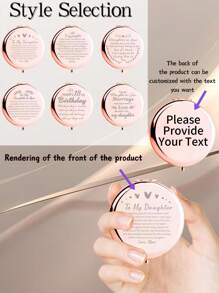 1pc Rose Gold-Color Ocean World Custom Engraved Portable Folding Compact Mirror, Ultra-Thin And Lightweight Stainless Steel Mirror Suitable For All Occasions And People, Foldable Square Pocket Mirror With Various Stylish Designs, Durable And Reliable, Convenient Handheld Makeup Mirror With 180° Flip Cover