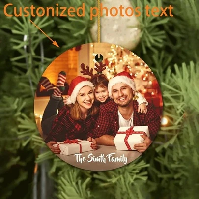 1pc Customized New Pendant Photo Acrylic Ornament, Tree, Valentine's Day, Anniversary, Wedding Party Gift Home Decor Christmas Decorations Room Decor Christmas