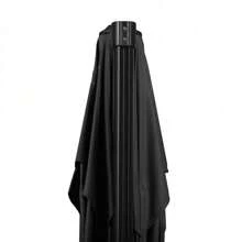 (Gris oscuro) Sombrilla de patio en voladizo de 8 pies, sombrilla offset cuadrada para exteriores con rotación de 360°, sombrilla colgante de aluminio inclinable en 3 posiciones, con manivela y base cruzada, jardín