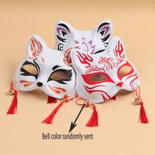 3pcs/1pc Random Color Anime Half-Face Cat/Fox Mask Japanese Style Masquerade Party Mask Halloween Costume Prop - Multicolor - View 13