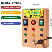 1 Stück Montessori Busy Board mit LED-Beleuchtung, Schalter und Schraubendreherwerkzeugen - Reiseaktivität und Lernspielzeug zur Verbesserung der Feinmotorik