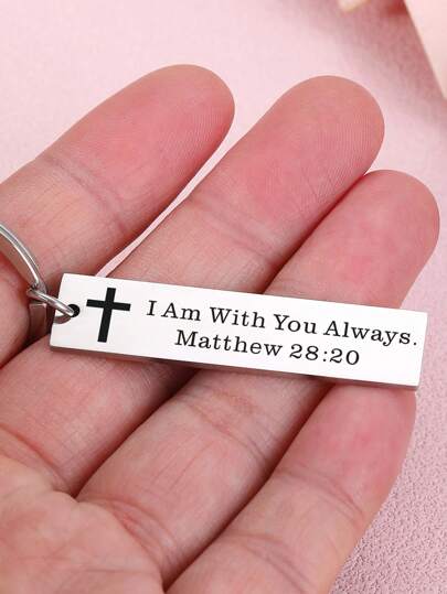 1pc Bible Verse English Printing Keychain With Cross Inspirational Keyring Gift For Men Women Christmas Gift Car Accessories Bag Charm School Cute Goth Y2k