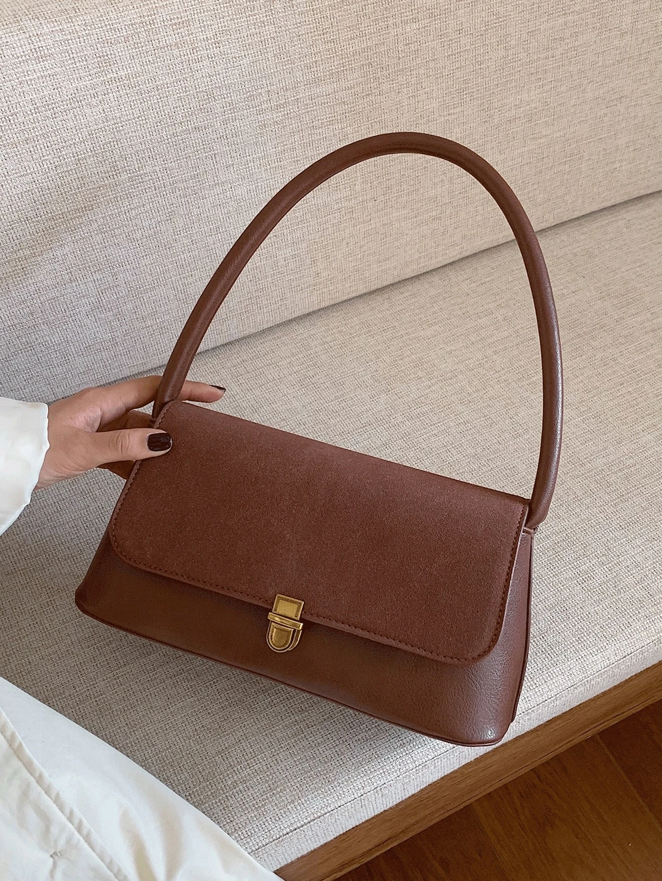Borse a tracolla con patta in pelle PU per donna Borsa a tracolla vintage con tracolla larga Borsa tote da donna di grande capacà  1524
