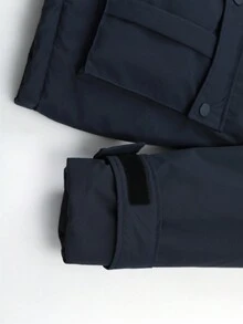 Parka femme à capuche détachable avec col de fourrure, nouvelle mode hiver, épaisse et chaude - Bleu marine - Voir 8