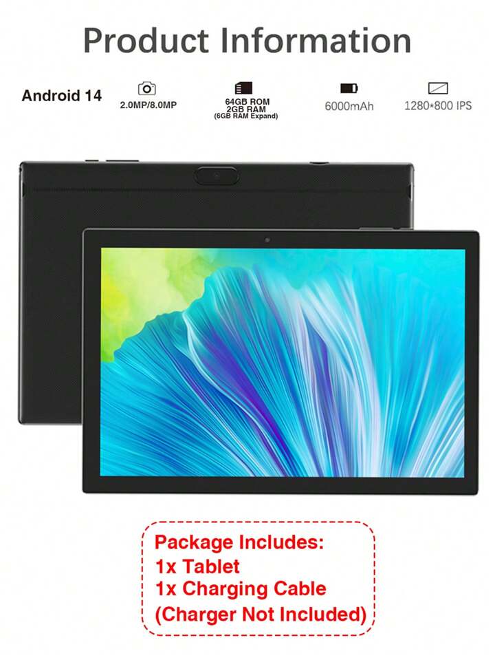 COOPERS Androidタブレット 4GB RAM 64GB ROM Coopers 10 inch Tablet, 4GB RAM 64GB ROM with WiFi