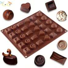 1pc Large Capacity16/24/ 30-Cavity Chocolate Mold, Lead-Free 3D Silicone Pastry Mold For Baking, Candy Making, And Kitchen Creations Easy Release, Dishwasher Safe - Multicolor - View 5