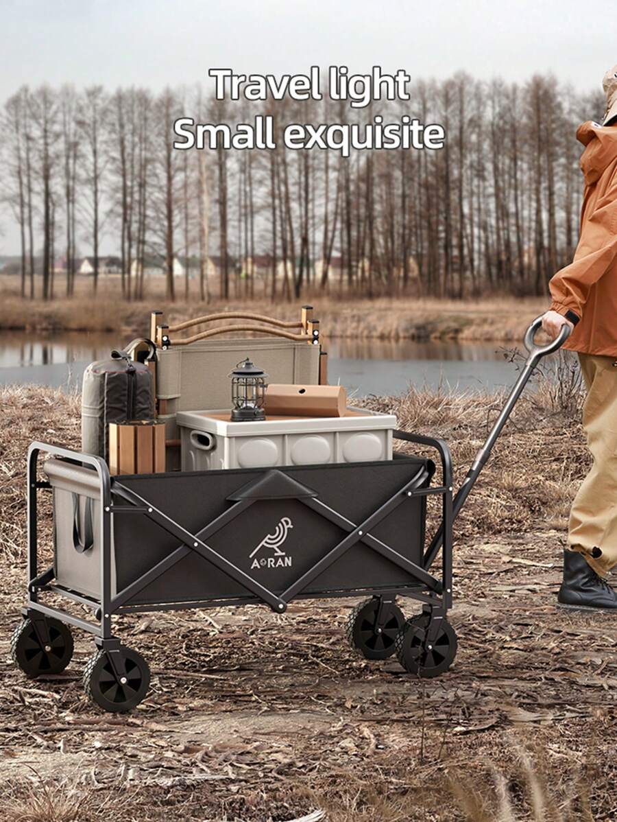 1 Piece Aoran Oversized Coffee/Black Durable Iron Alloy Picnic Available Extra Large Tabletop Foldable Camping Cart Trailer Outdoor - 彩色 - 查看 1