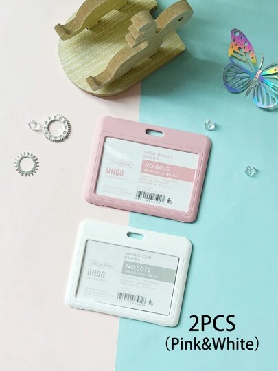 4개/세트 단순화된 수평 수직 PP 작업 ID 카드 홀더 학생 가슴 카드 버스 카드 홀더 사무실 직원 양면 투명 가슴 카드 홀더
