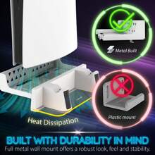Fosmon For PS 5 Wall Mount With Kit With Charging Station, Wall Mount For Playstation 5, USB-C And USB-A Ports Charger For PS 5 Controller, White - 白色 - 查看 4