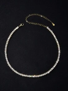 1 件闪耀莫桑石项链，女款 S925 纯银镀黄金迷人情人节精美女士珠宝礼物 - 四爪滿鑽 - 查看 7