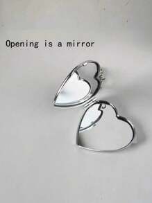 银色蝴蝶结心形镜面复古Y2K风格包包挂饰钥匙扣，时尚配饰，女士礼物 - 銀色 - 查看 7