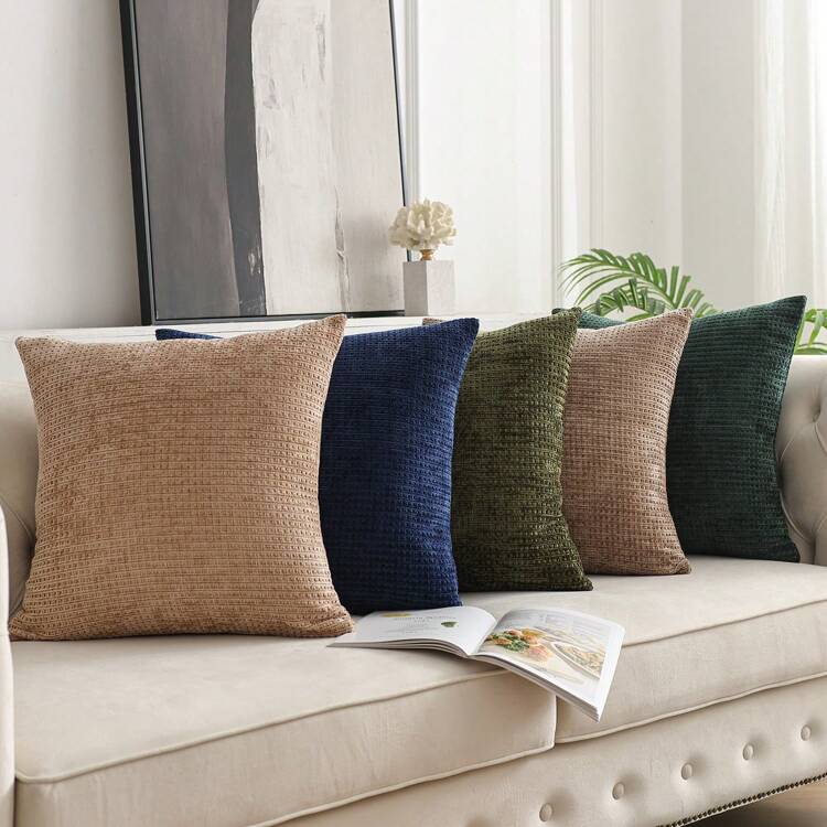 1入橄欖綠色格紋針織坐墊套（不含枕芯），現代輕奢波西米亞厚吉利布柔軟坐墊套，適用於沙發床客廳農舍裝飾，適用於所有季節 - 橄欖綠 - 查看 8