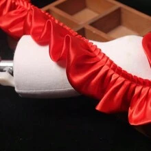 Glass Satin Ruffle Trim Supplies, Glossy Dress Skirt Pleat, Dress Cuff Garment Fabric,  Frill Trim, Sofa Pillow, Pet Apparel, Floral Decor - Multicolor - View 12