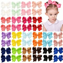 5/20/40 件随机颜色女孩发饰罗缎丝带幼儿甜美发饰带鳄鱼夹适合幼儿女婴儿童青少年