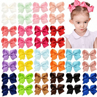 5/20/40 Piezas Lazos de colores aleatorios para el cabello de niñas, accesorios para el cabello de cinta de gró para niñas pequeñas, bebés y adolescentes con pinzas de caimán