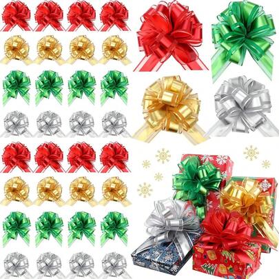 20 Pieces Large Christmas Pull Bows Ribbon Gift Bows Gift Wrap Bows Wrapping Christmas Bows For Xmas Presents Wedding Party Basket Holidays Decoration