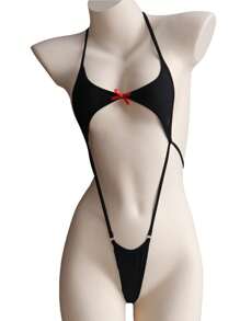 1 件连体裤冰丝超薄泳衣性感诱惑滞销库存极简性感比基尼套装情趣内衣情侣角色扮演装节日礼物惊喜礼物 - 黑色 - 查看 4