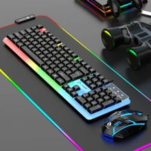 Mechanical Feeling Keyboard And Mouse Combo, RGB LED Backlit, USB Wired - 104 Keys - Ideal Choice For Gaming And Office - White - View 2