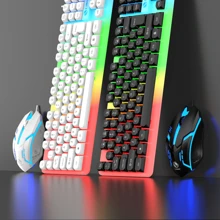 Mechanical Feeling Keyboard And Mouse Combo, RGB LED Backlit, USB Wired - 104 Keys - Ideal Choice For Gaming And Office - White - View 3