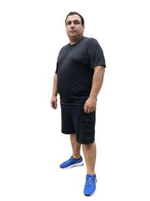 男友风男式加大码运动 T 恤短袖速干训练健身房健身超强吸汗 - 黑色 - 查看 1