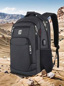 15.6 英寸背包，大容量周末过夜包旅行背包，航空公司认可的防水笔记本电脑背包礼物，休闲背包，带 USB 端口的学校背包，最佳情人节露营徒步旅行黑色包多功能便携式时尚休闲度假趣味礼物圣诞节感恩节礼物 - 黑色 - 查看 2