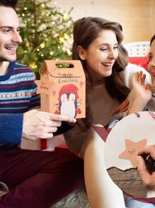 6/12/24pcs Merry Christmas Candy Gift Box With Tag, Kraft Paper Cookies Gift Packing Bags For Xmas Party New Year Home Decoration,Christmas