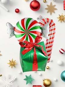 3 buc Panglică Cutie Cadou Baloane Cu Bomboane Crăciun Cârja Set Baloane Cutie Cadou Crăciun Baloane Decoratiuni pentru petreceri Crăciun 2025, Crăciun