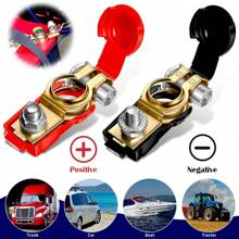 Universal Copper Battery Terminal Positive And Negative Set; Car Battery Terminal Connector Assortment Kit, Pure Copper Negative And Positive Battery Cable Ends With Plastic Cover, Applicable To Car, Truck And RV Accessories; Universal Car Negative And Positive Battery Connector Assortment Kit, Pure Copper Battery Terminal With Plastic Cover, Quick Release Terminals Assortment Kit; Battery Terminals Connectors,Pure Copper Battery Terminal Clamp,Quick Disconnect SAE/JIS A Battery Terminal Connectors For Automotive, 2 Positive Negative Terminals - 彩色 - 查看 1