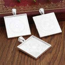 4pcs Square Pendant Blank Cabochon Base Setting Fits 25mm Zinc Alloy Bezel Tray DIY Jewelry Making Accessories Findings