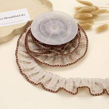 1Roll/2yards, 5cm Wide Ruched Edging Ribbon, Suitable For Gift Wrapping, DIY Bows, Dress Trim (Without Plastic Axis)