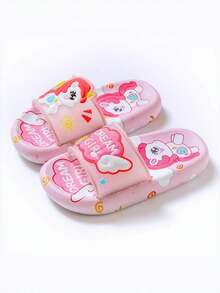 TEEOEC 2024 新款儿童女童拖鞋，可爱卡通设计，软底防滑耐磨夏季沙滩凉鞋，适合幼儿 - 粉色 - 查看 2