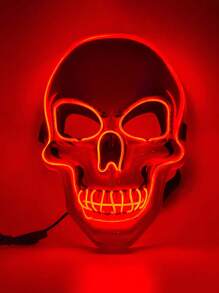 Rave Halloween Mask LED Light Up Scary Mask Spooky Skull Mask Cosplay Skeleton Mask, Adjustable Size Multiple Glow Modes Green Glow For Party Gift, Performance Show, Festival, Cosplay Supplies, Adult, Men, Women Halloween Party, Glowing In The Dark(Product Does Not Include Batteries, Requires 2 AA Batteries To Provide Power), The Product Is Made By Hand-Gluing, There May Be Traces Of Glue In The Details Which Will Not Affect The Use Of The Product, Please Place The Order With Caution