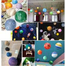 14 piezas Juego de bolas del sistema solar de espuma de PE, planetas de poliestireno para proyectos de ciencia escolar DIY y manualidades - 14 piezas - Ver 4