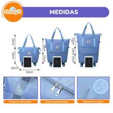 Shang's Maleta Con Ruedas Removibles Bolsa Para Viaje o gym bolsa expandible - Azul - Ver 2