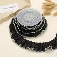 1Roll/2yards, 5cm Wide Ruched Edging Ribbon, Suitable For Gift Wrapping, DIY Bows, Dress Trim (Without Plastic Axis)