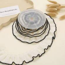 1Roll/2yards, 5cm Wide Ruched Edging Ribbon, Suitable For Gift Wrapping, DIY Bows, Dress Trim (Without Plastic Axis)