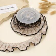 1Roll/2yards, 5cm Wide Ruched Edging Ribbon, Suitable For Gift Wrapping, DIY Bows, Dress Trim (Without Plastic Axis)