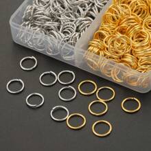 Assortiment de découverte pour la création de bijoux : anneaux ouverts blancs et dorés de 4 mm/5 mm/6 mm/7 mm/8 mm/10 mm, fermoirs mousquetons, anneaux fermés, pour bracelets, colliers, porte-clés, cadenas, fournitures pour bijouterie faite main