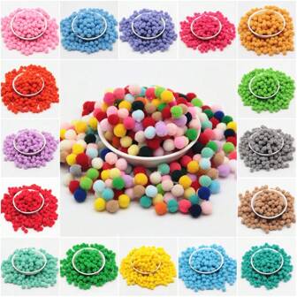 250pcs(10gram) Mini Pom Poms 8mm Coloured DIY Party Decorations Mixed Soft Fluffy Pompom Ball Rainbow Pompones For Art Crafts Schools