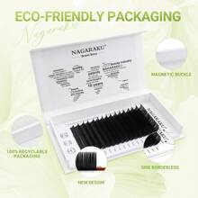 NAGARAKU 16 líneas NAGARAKU Extensiones de pestañas individuales de lujo coleccionadas, clásicas, de 3a generación, de 0.07 mm de grosor, mate negras, profesionales, suaves, naturales y exquisitas, en forma de racimos de pestañas, pestañas individuales, pestañas postizas