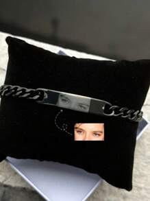 [Foto personalizada] Pulsera con foto del ojo personalizada, pulsera conmemorativa de acero inoxidable con grabado personalizado del ojo de mujer, pulsera conmemorativa ajustable clásica con etiqueta curvada para hombre, regalo de cumpleaños/aniversario/Acción de Gracias, negro, elegante, colorido, vintage, sencillo, unisex, casual, bonito, personalizado, único, regalos ideales para él, regalos ideales para ella, ella, novio, novia, papá, mamá, familia, amigos, para aniversarios, para cumpleaños, para graduación, para baile de graduación, para fiestas, joyería de acero inoxidable